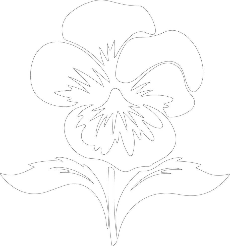 AI generated pansy  outline silhouette vector