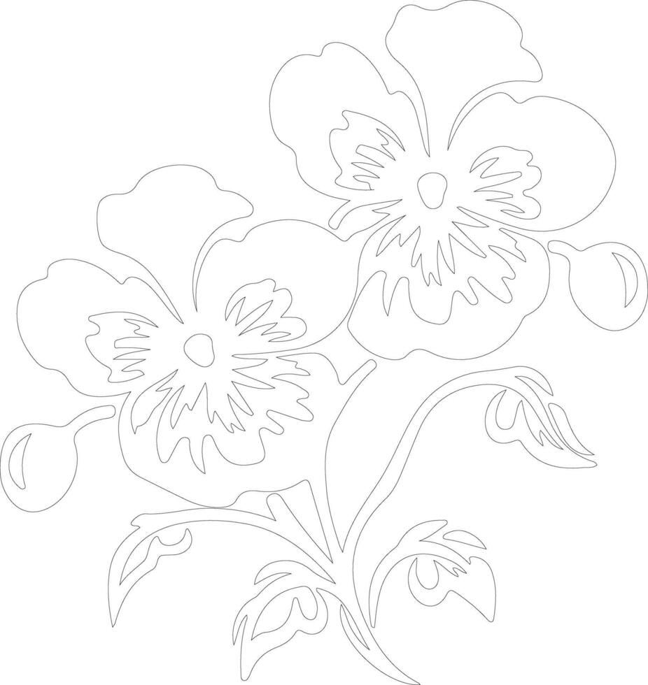 AI generated pansy  outline silhouette vector