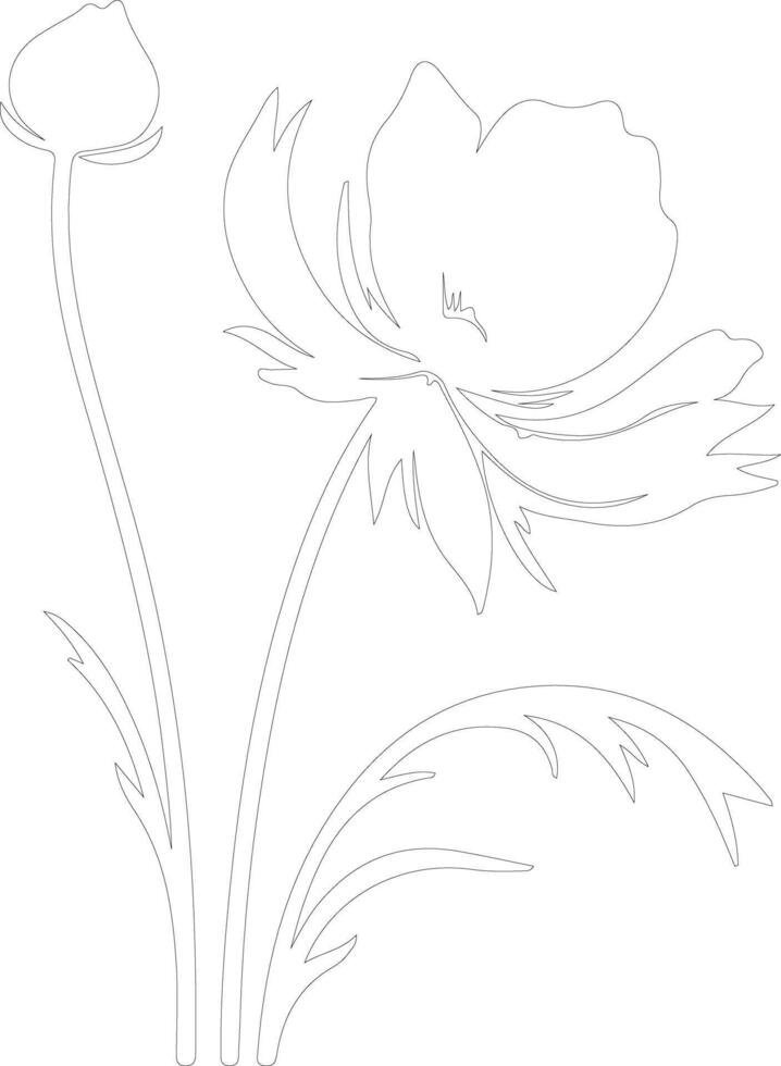 AI generated pasque flower  outline silhouette vector