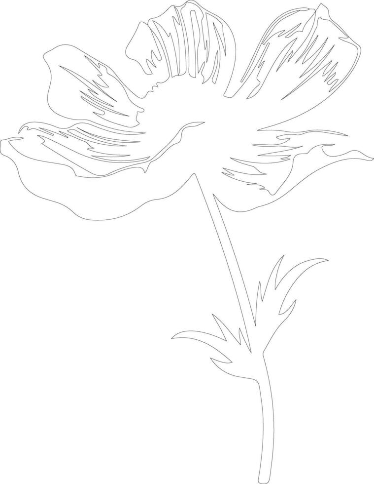 AI generated pasque flower  outline silhouette vector