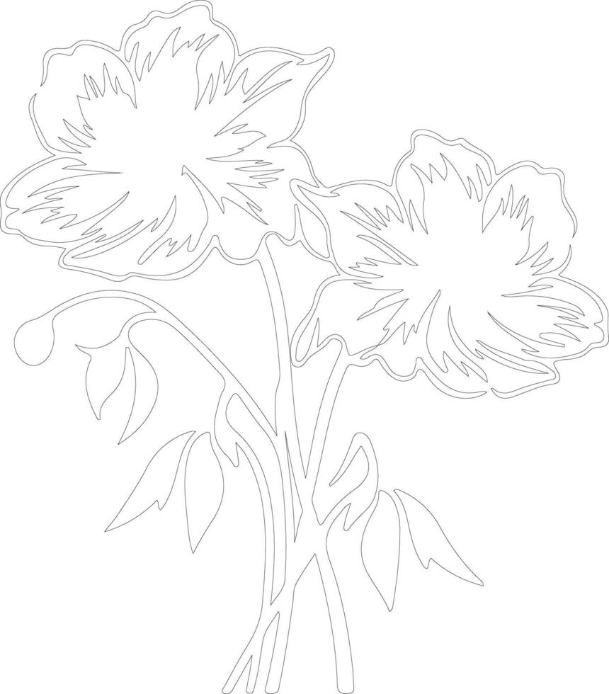 AI generated pasque flower  outline silhouette vector
