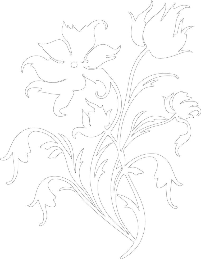 AI generated pasque flower  outline silhouette vector