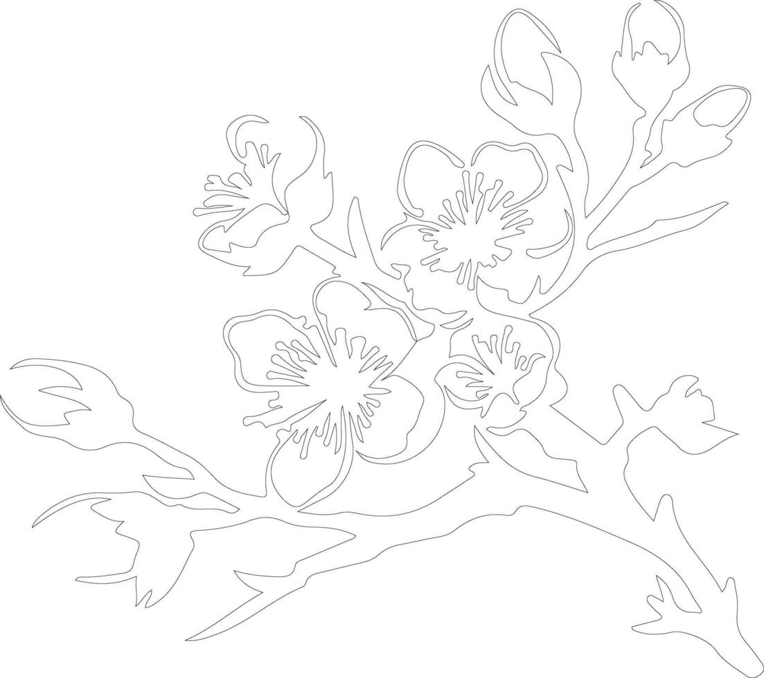 AI generated peach blossom  outline silhouette vector