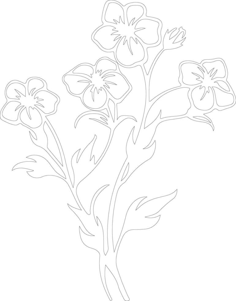 AI generated phlox  outline silhouette vector