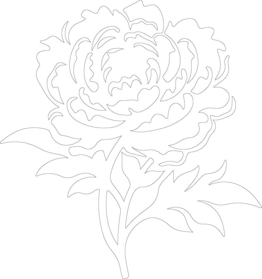 AI generated peony  outline silhouette vector