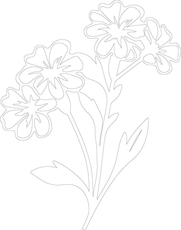 AI generated phlox  outline silhouette vector