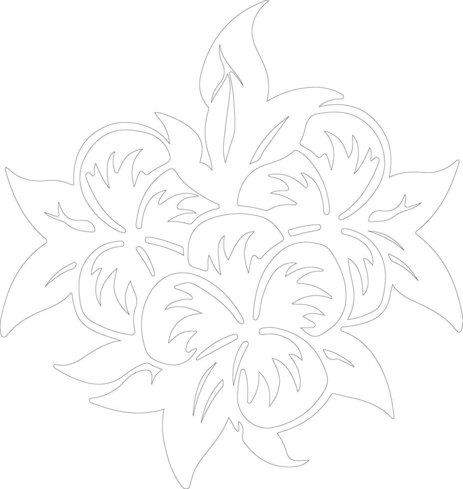 AI generated plumeria  outline silhouette vector