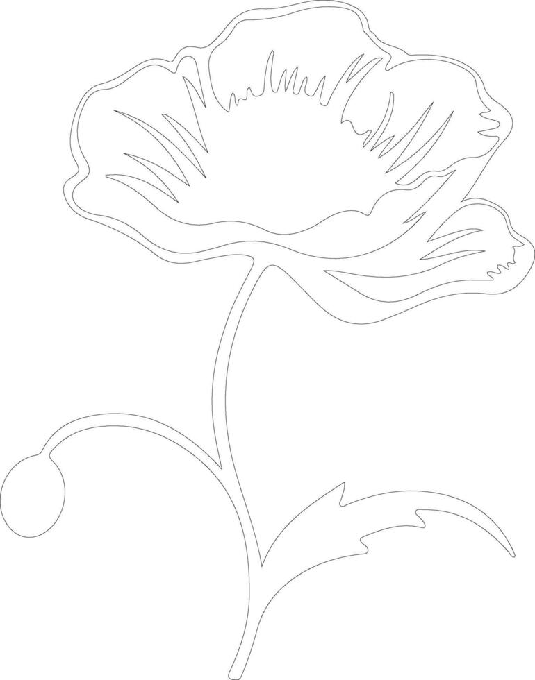 AI generated poppy  outline silhouette vector