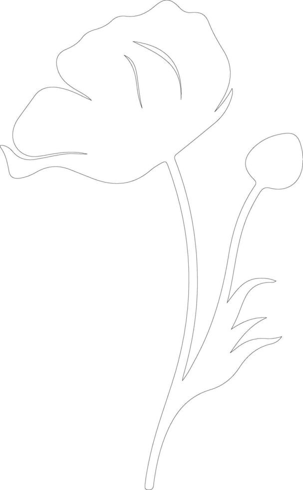 AI generated poppy outline silhouette vector