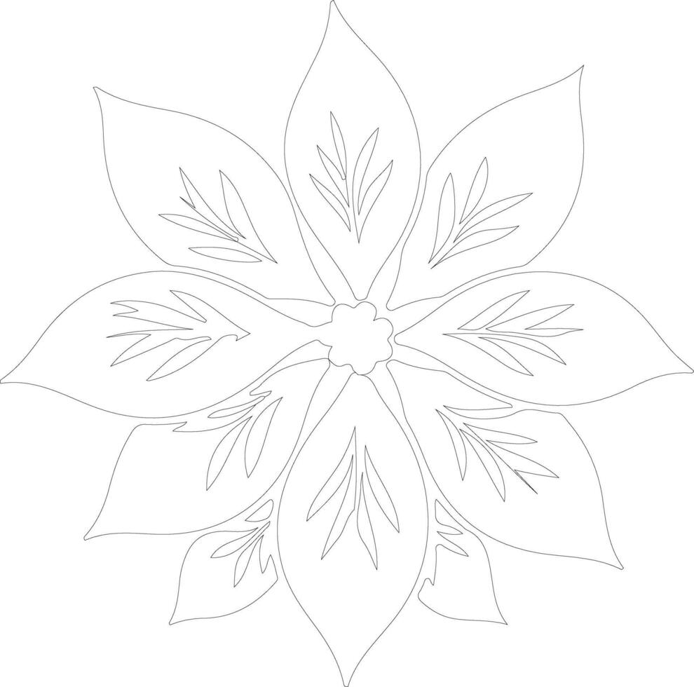 AI generated poinsettia  outline silhouette vector