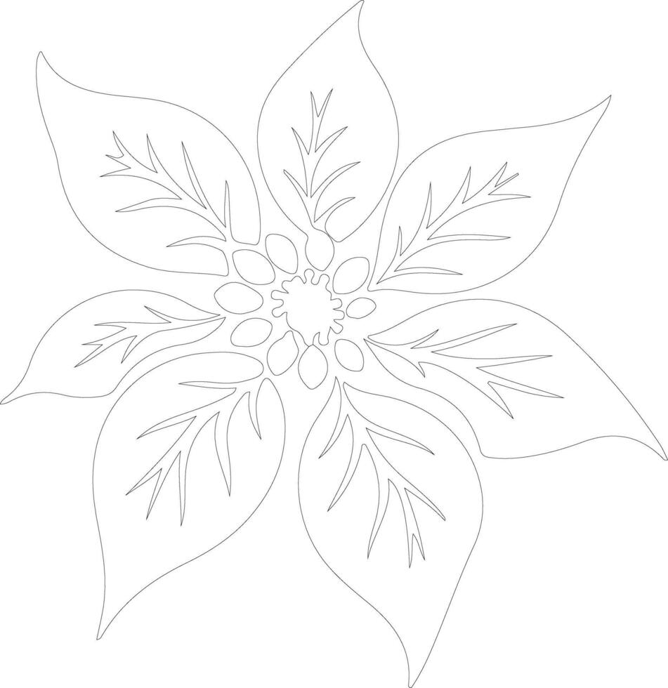 AI generated Poinsettia  outline silhouette vector