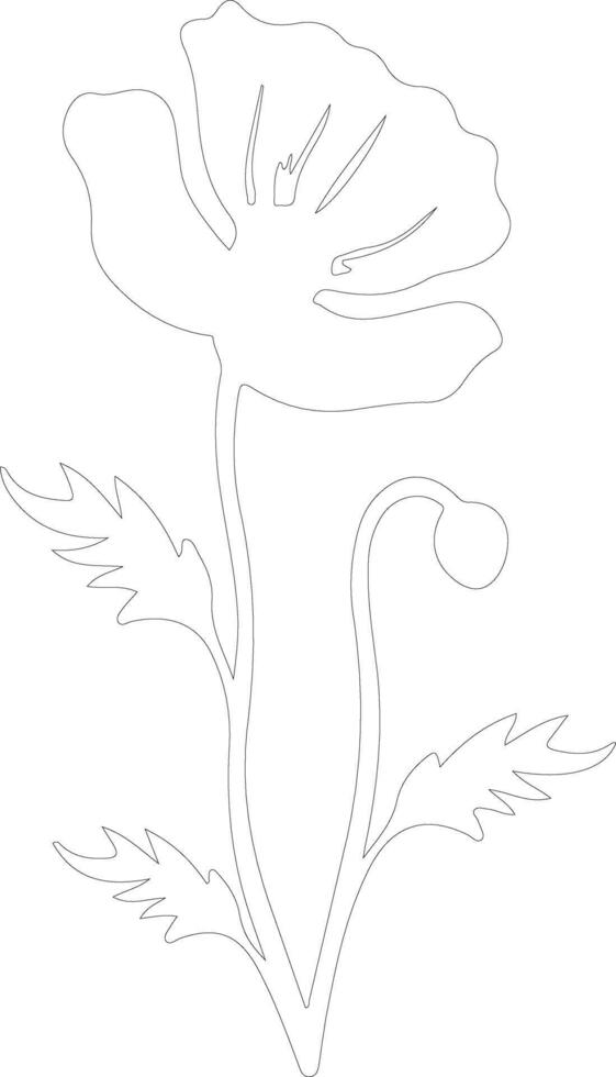AI generated poppy  outline silhouette vector