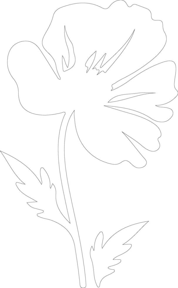 AI generated poppy  outline silhouette vector
