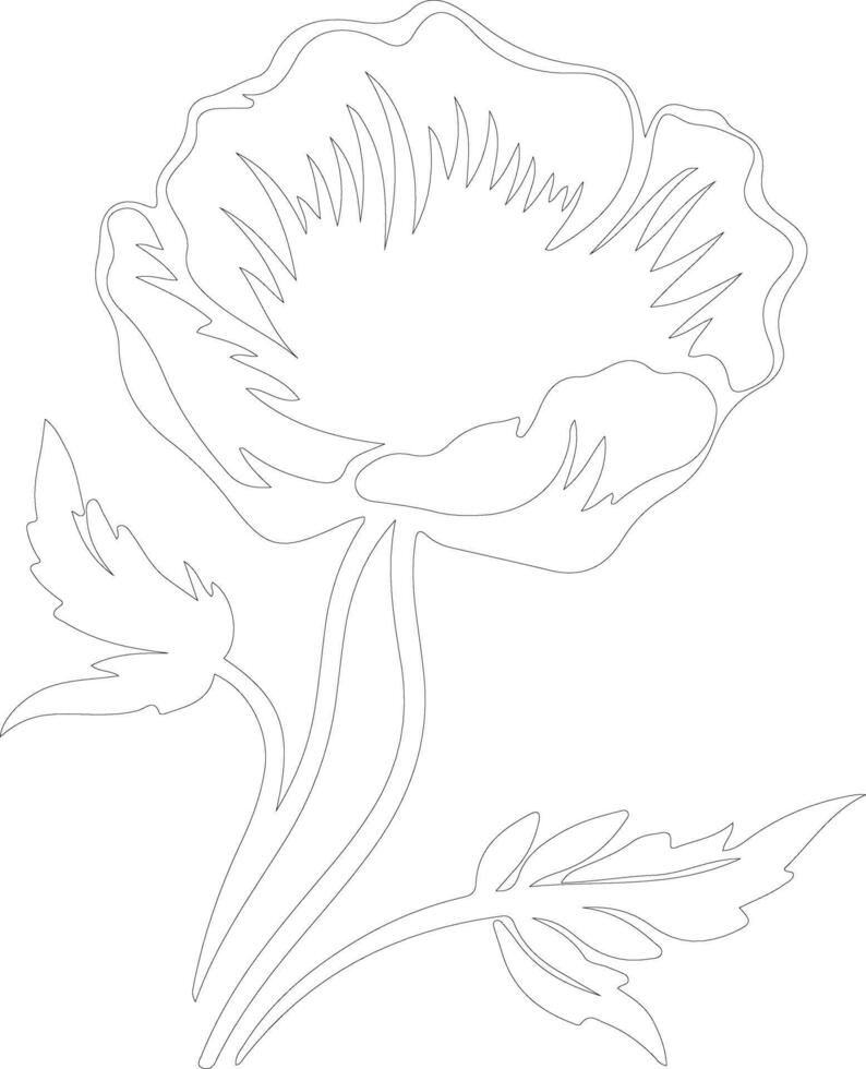 AI generated poppy  outline silhouette vector