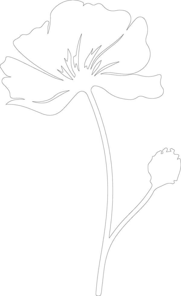 AI generated poppy  outline silhouette vector