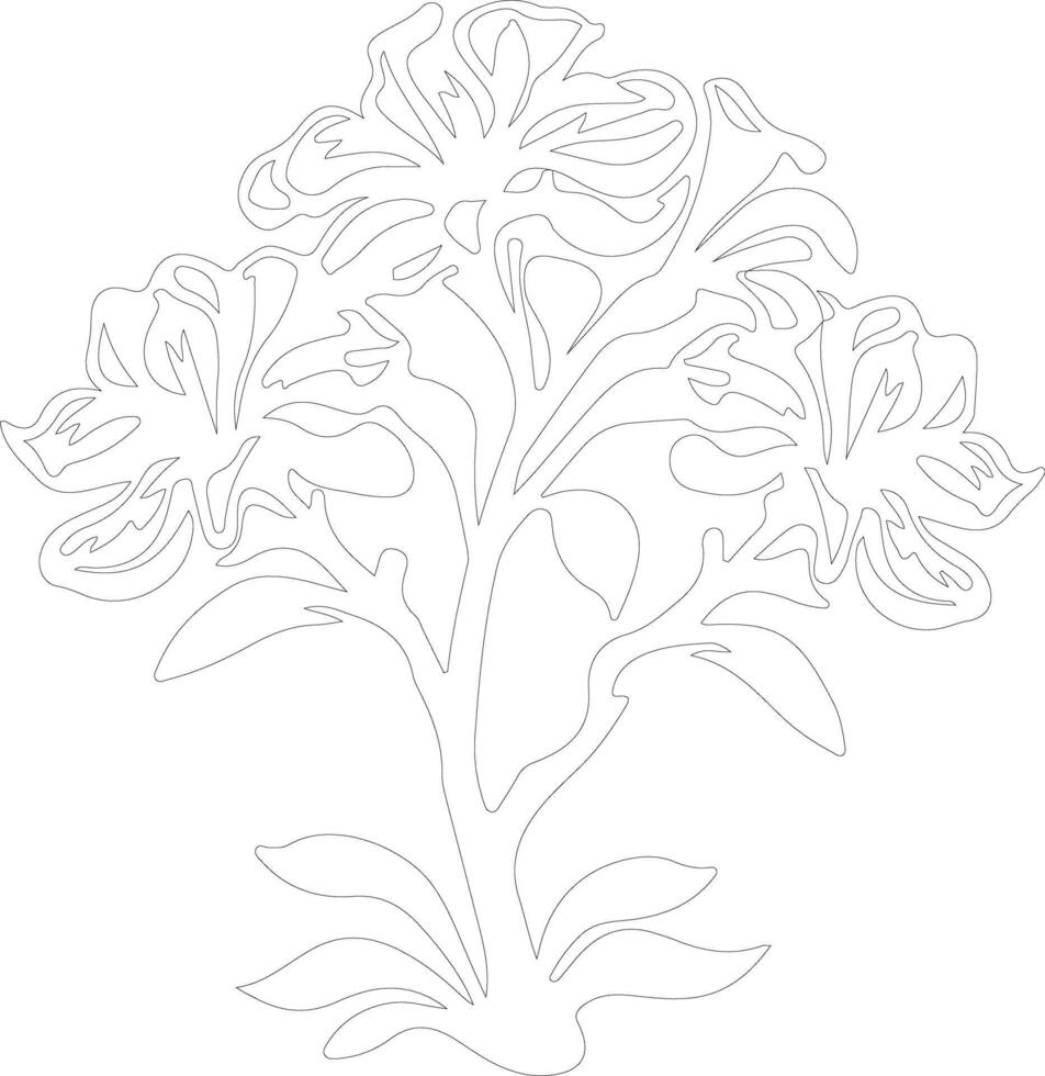 AI generated rhododendron  outline silhouette vector