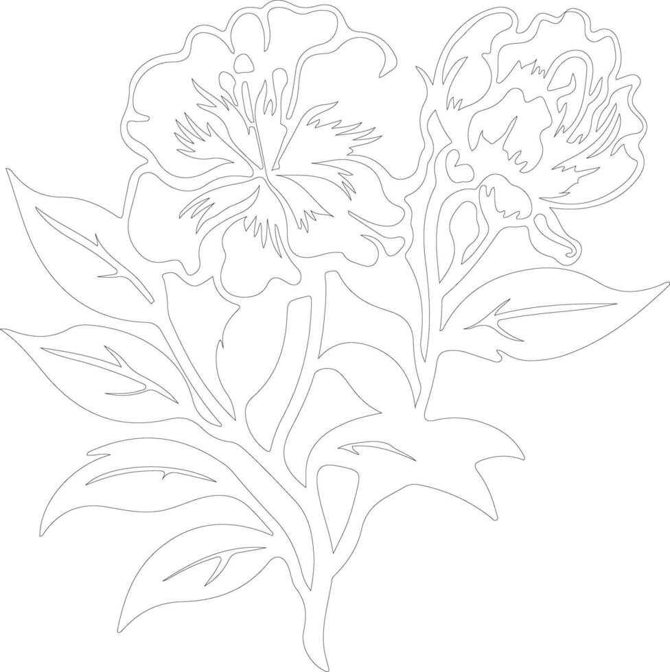 AI generated rhododendron  outline silhouette vector