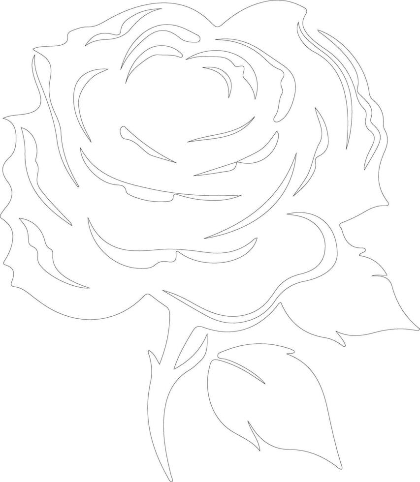 AI generated rose outline silhouette vector