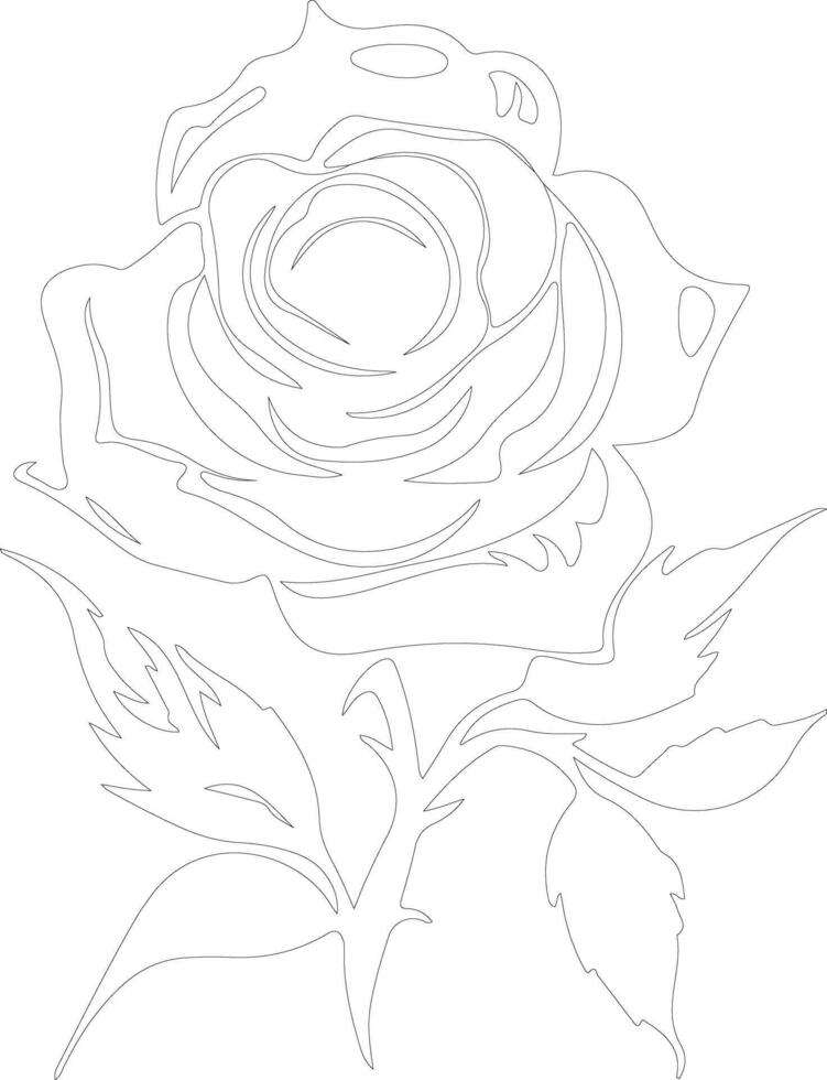 AI generated rose  outline silhouette vector