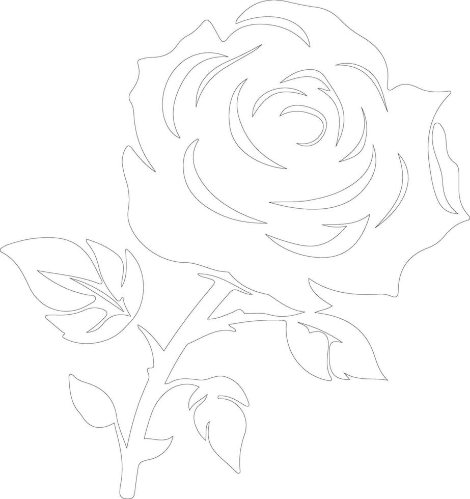 AI generated rose  outline silhouette vector