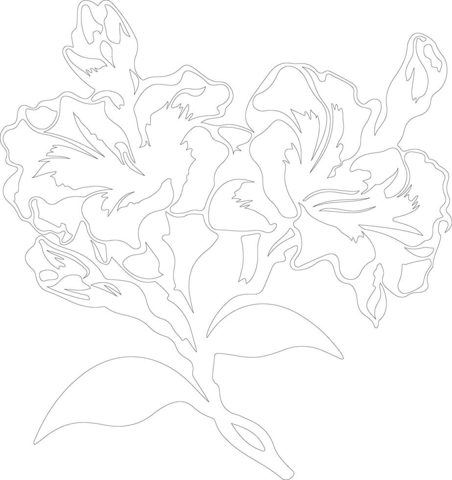 AI generated rhododendron  outline silhouette vector