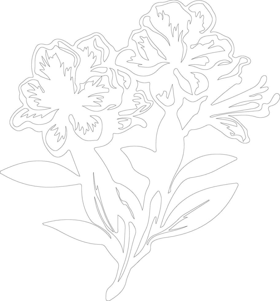 AI generated rhododendron  outline silhouette vector