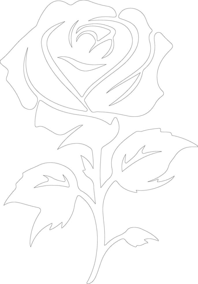 AI generated rose  outline silhouette vector
