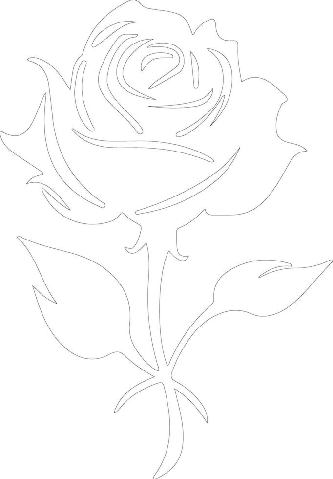 AI generated rose  outline silhouette vector