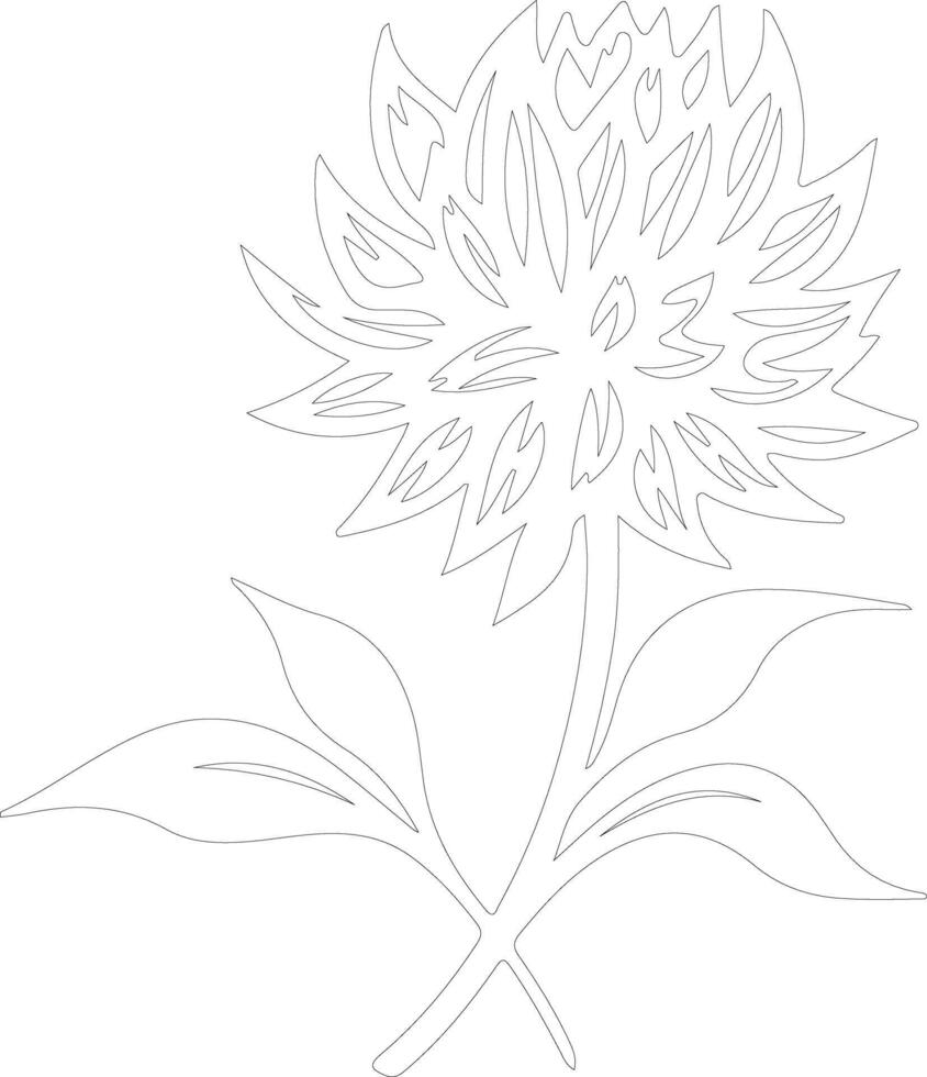 AI generated safflower  outline silhouette vector