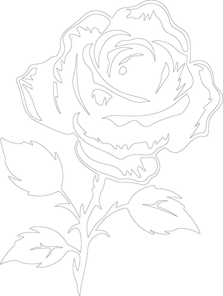 AI generated rose  outline silhouette vector