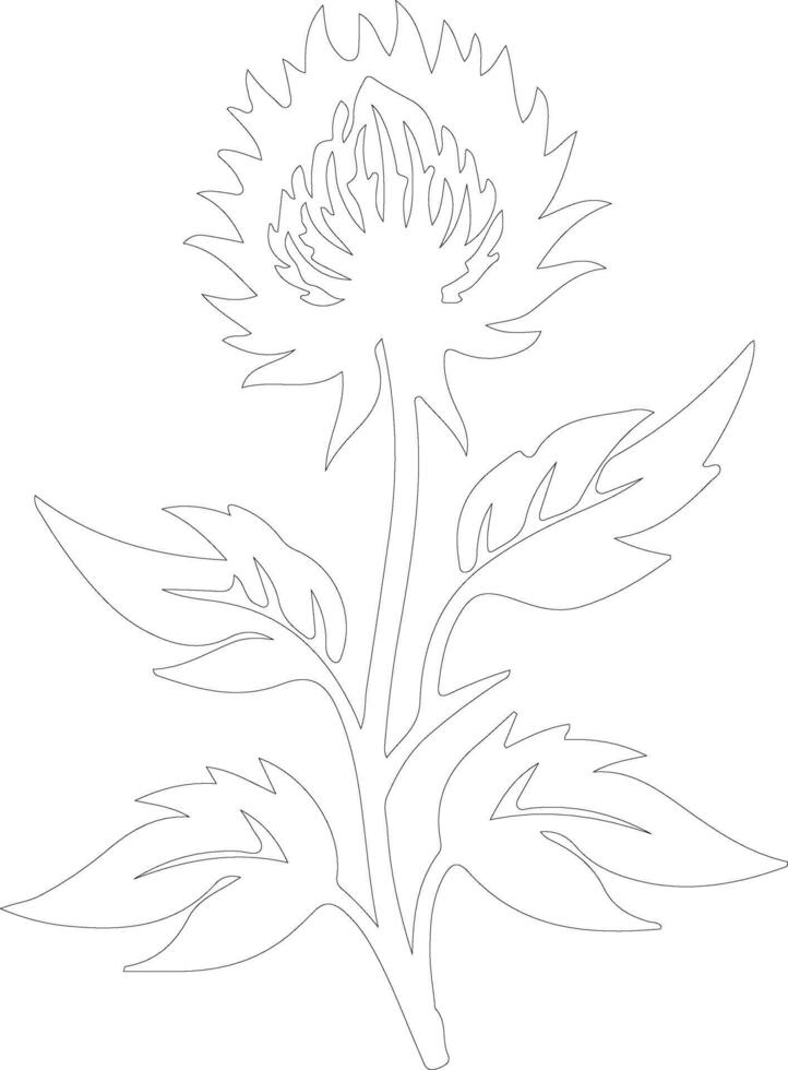 AI generated safflower  outline silhouette vector