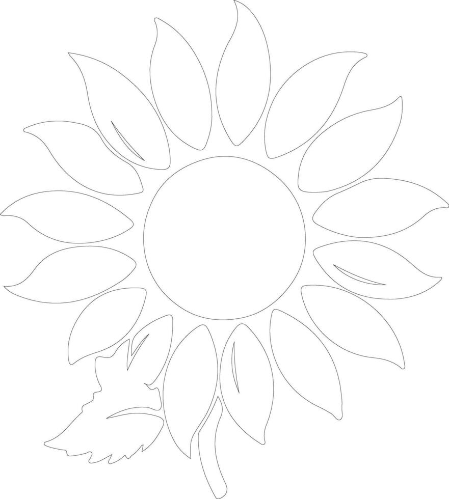 AI generated sunflower  outline silhouette vector