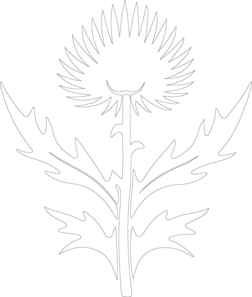AI generated thistle  outline silhouette vector
