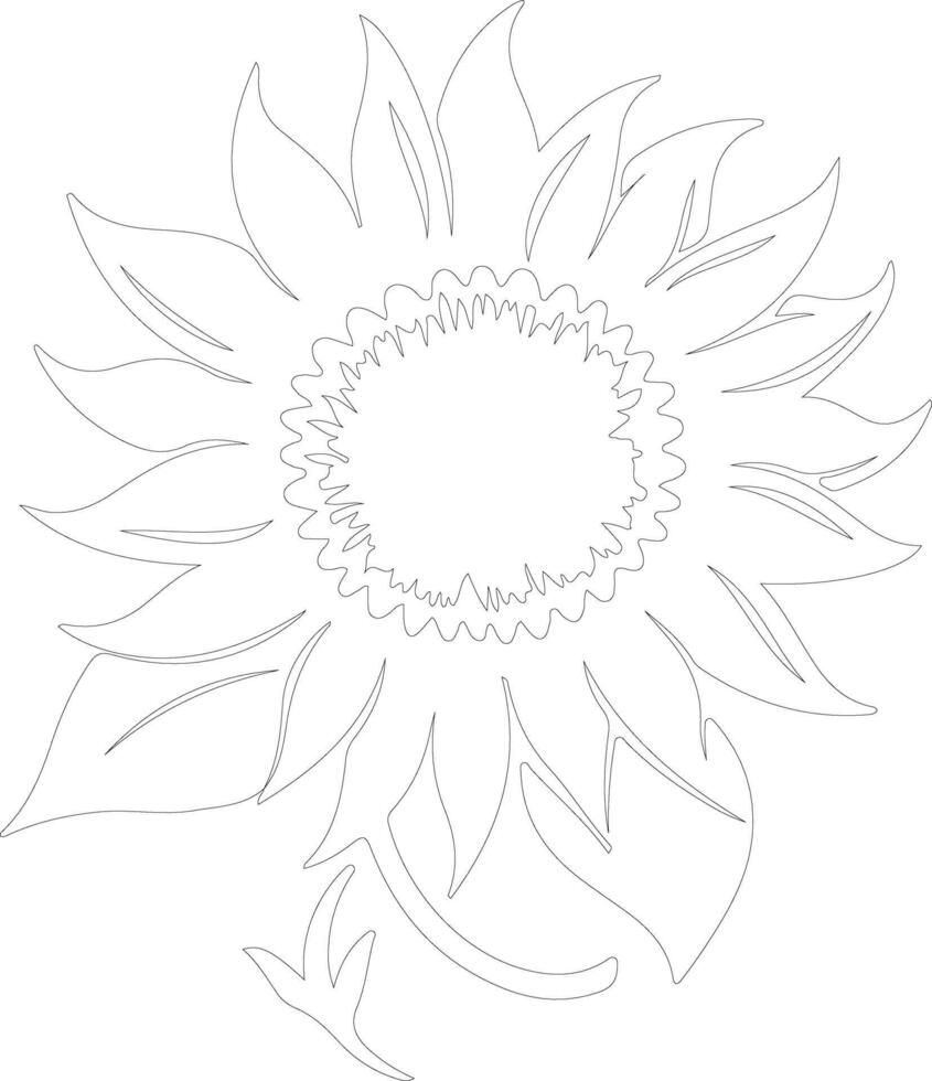 AI generated sunflower  outline silhouette vector