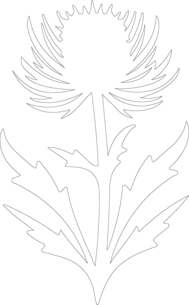 AI generated thistle  outline silhouette vector