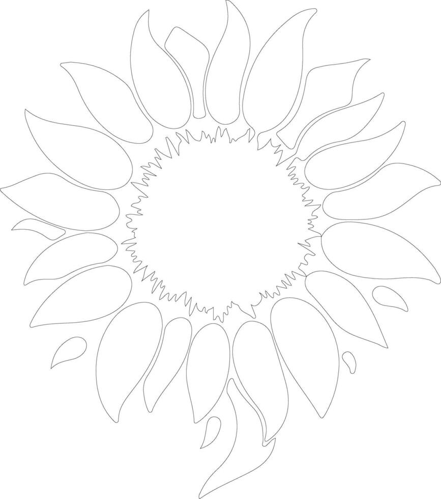 AI generated sunflower  outline silhouette vector