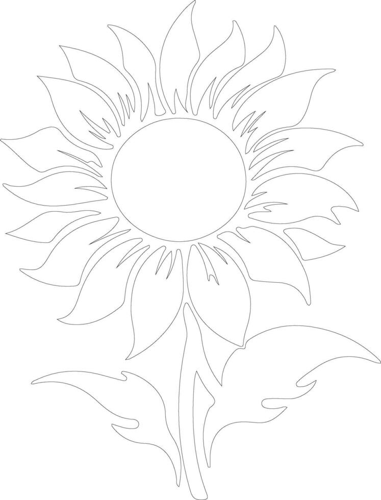 AI generated sunflower  outline silhouette vector