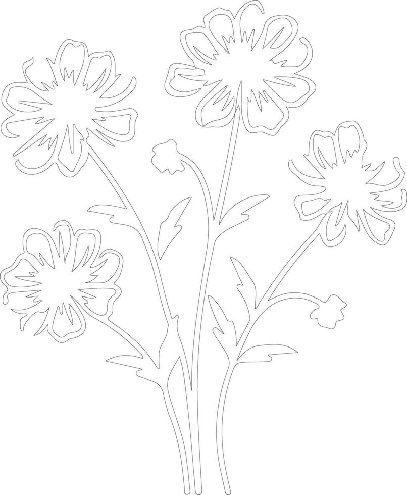 AI generated tickseed outline silhouette vector
