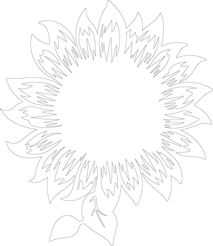 AI generated sunflower  outline silhouette vector