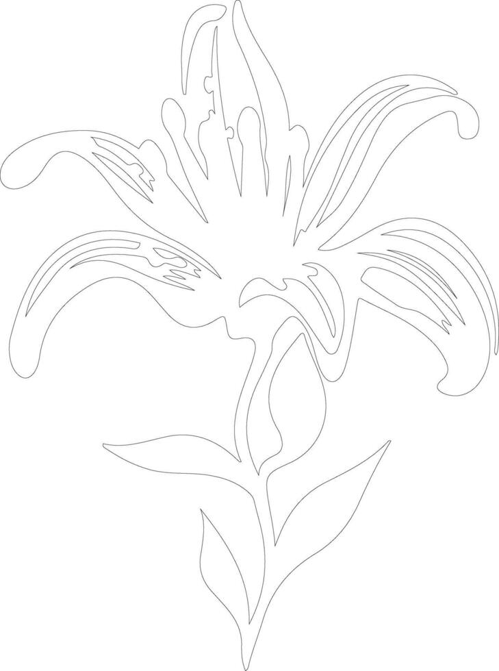 AI generated tiger lily  outline silhouette vector