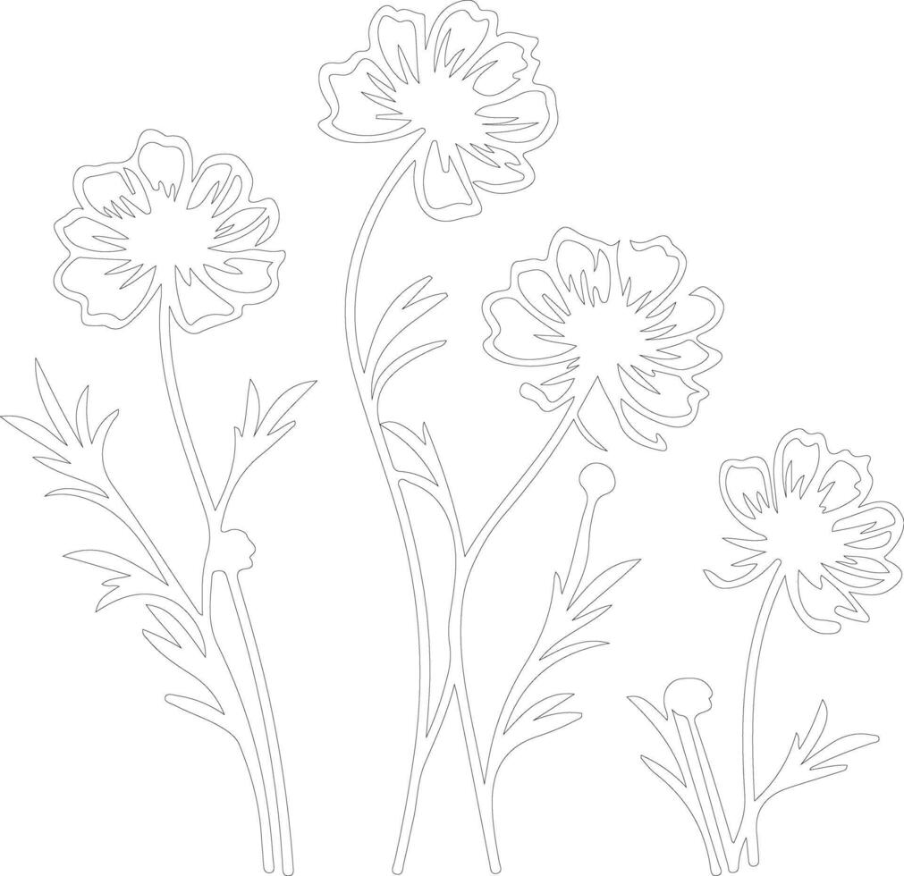 AI generated tickseed  outline silhouette vector