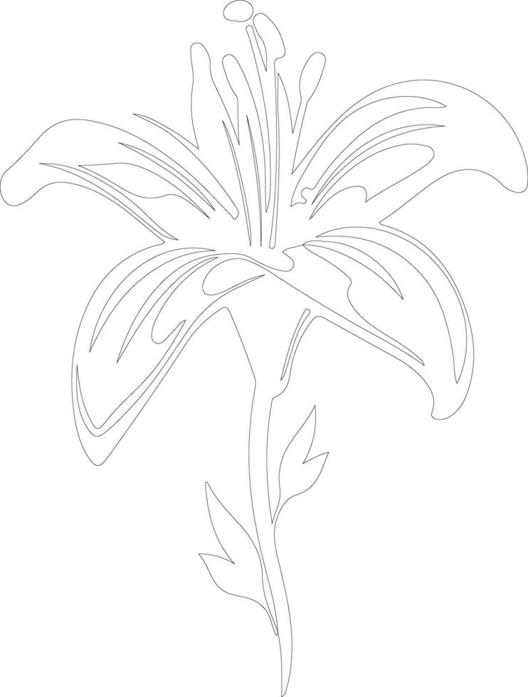 AI generated tiger lily outline silhouette vector