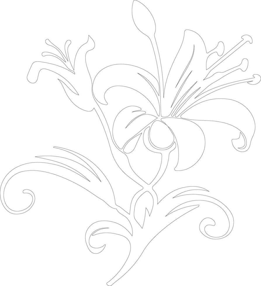 AI generated tiger lily  outline silhouette vector