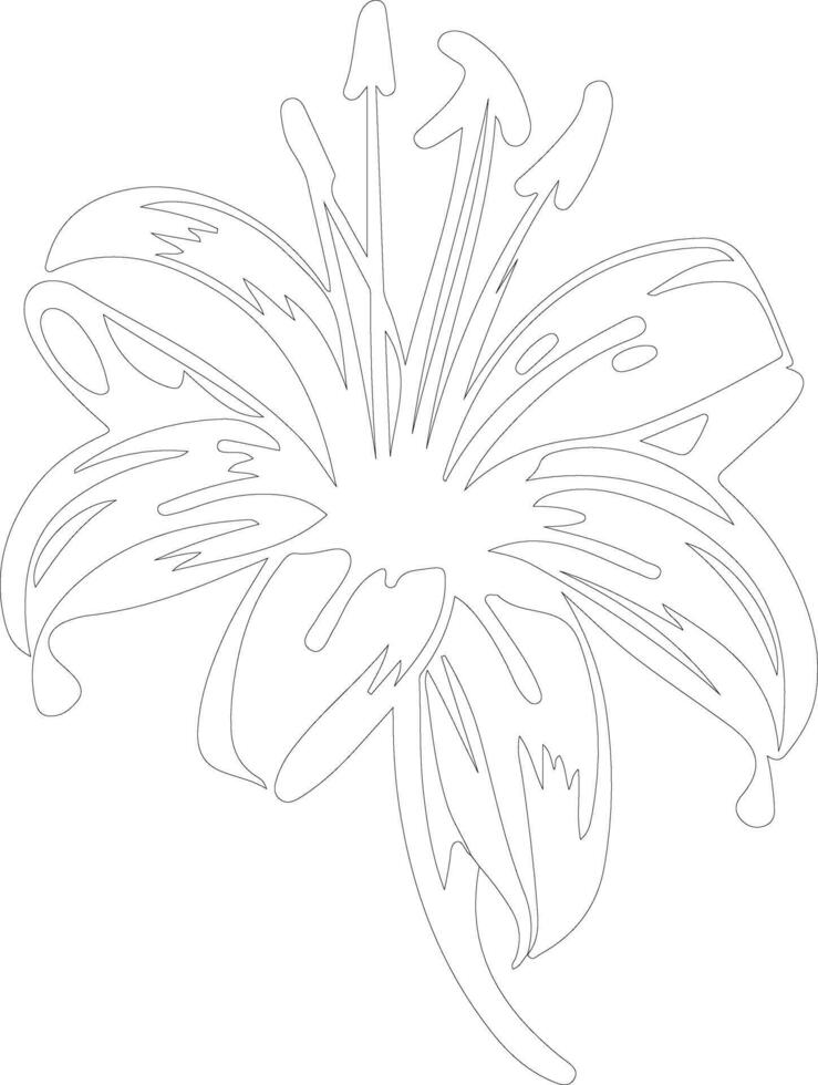 AI generated tiger lily  outline silhouette vector