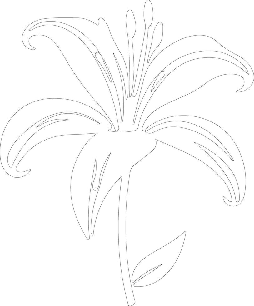 AI generated tiger lily  outline silhouette vector