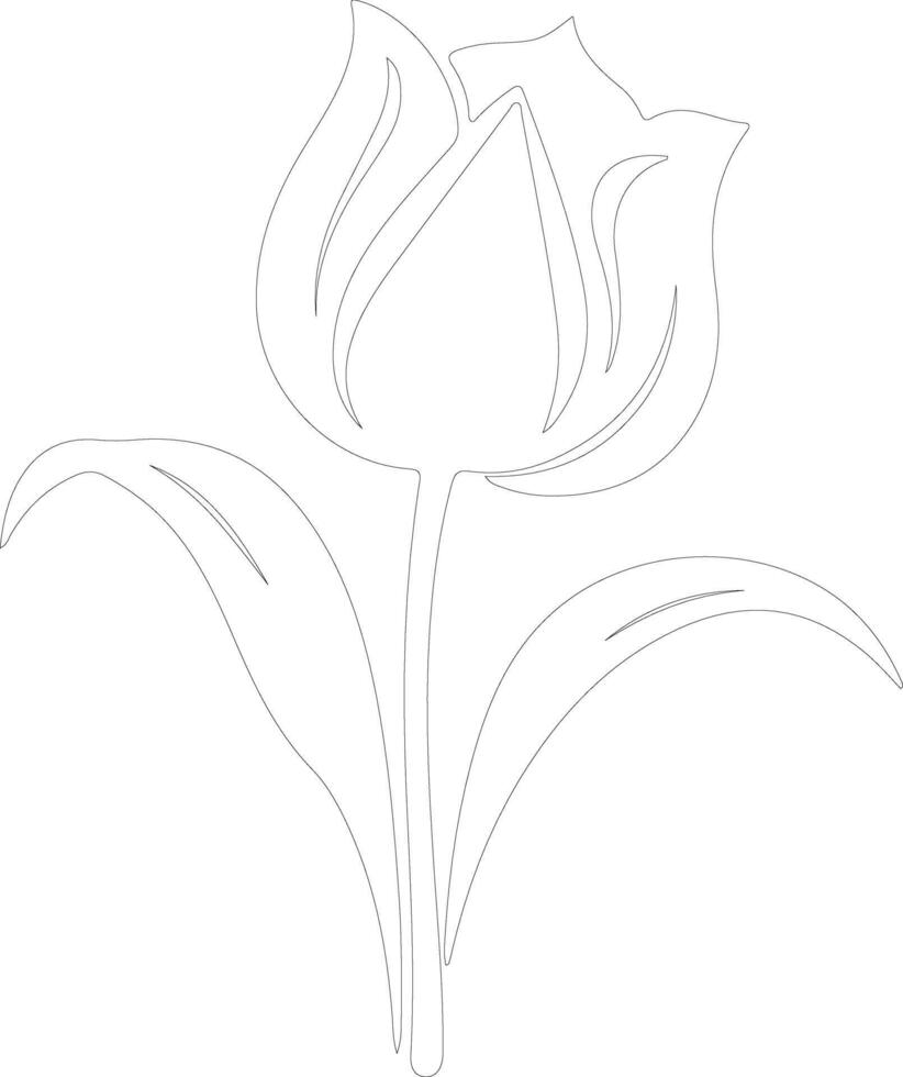 AI generated tulip  outline silhouette vector