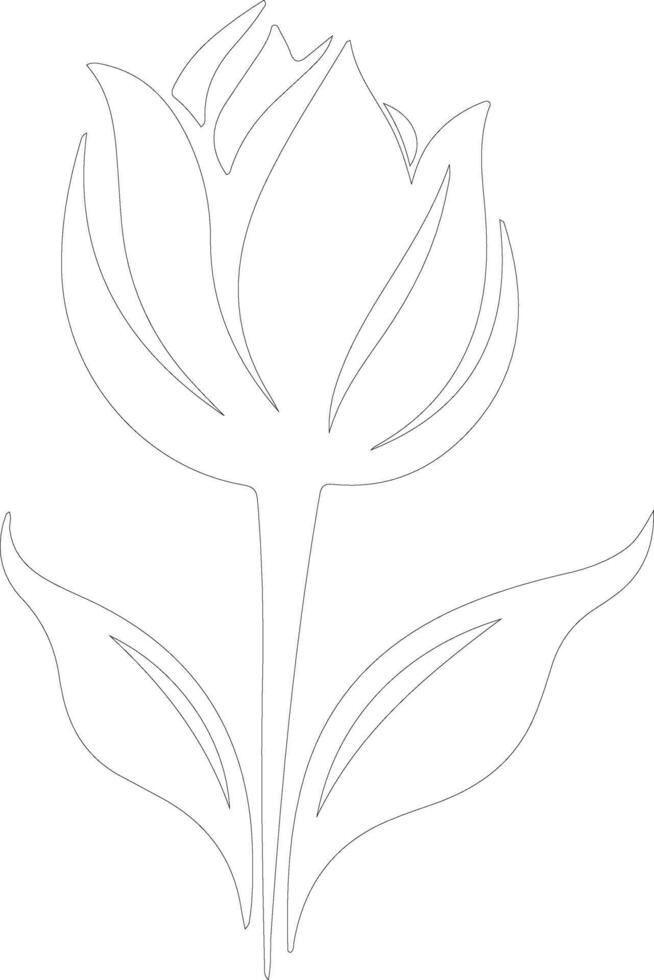 AI generated tulip  outline silhouette vector