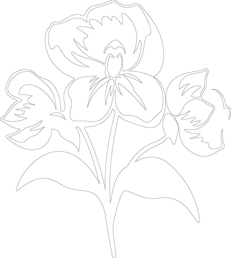 AI generated trillium  outline silhouette vector