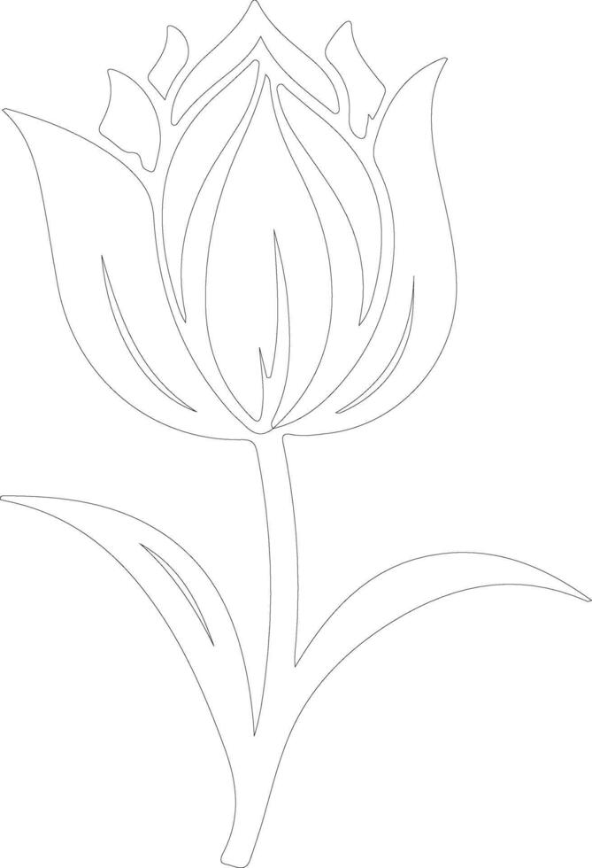 AI generated tulip  outline silhouette vector