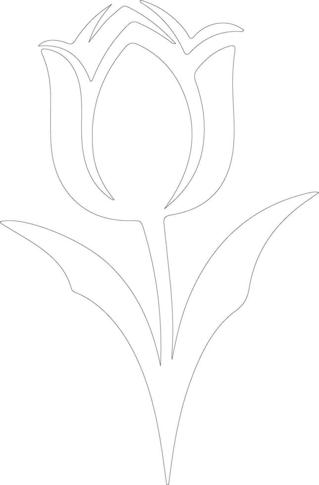 AI generated tulip  outline silhouette vector